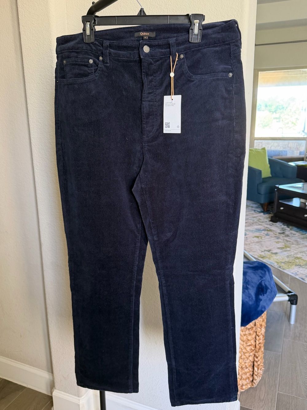Quince Organic Stretch Corduroy Straight Leg Pants / Deep Navy /16